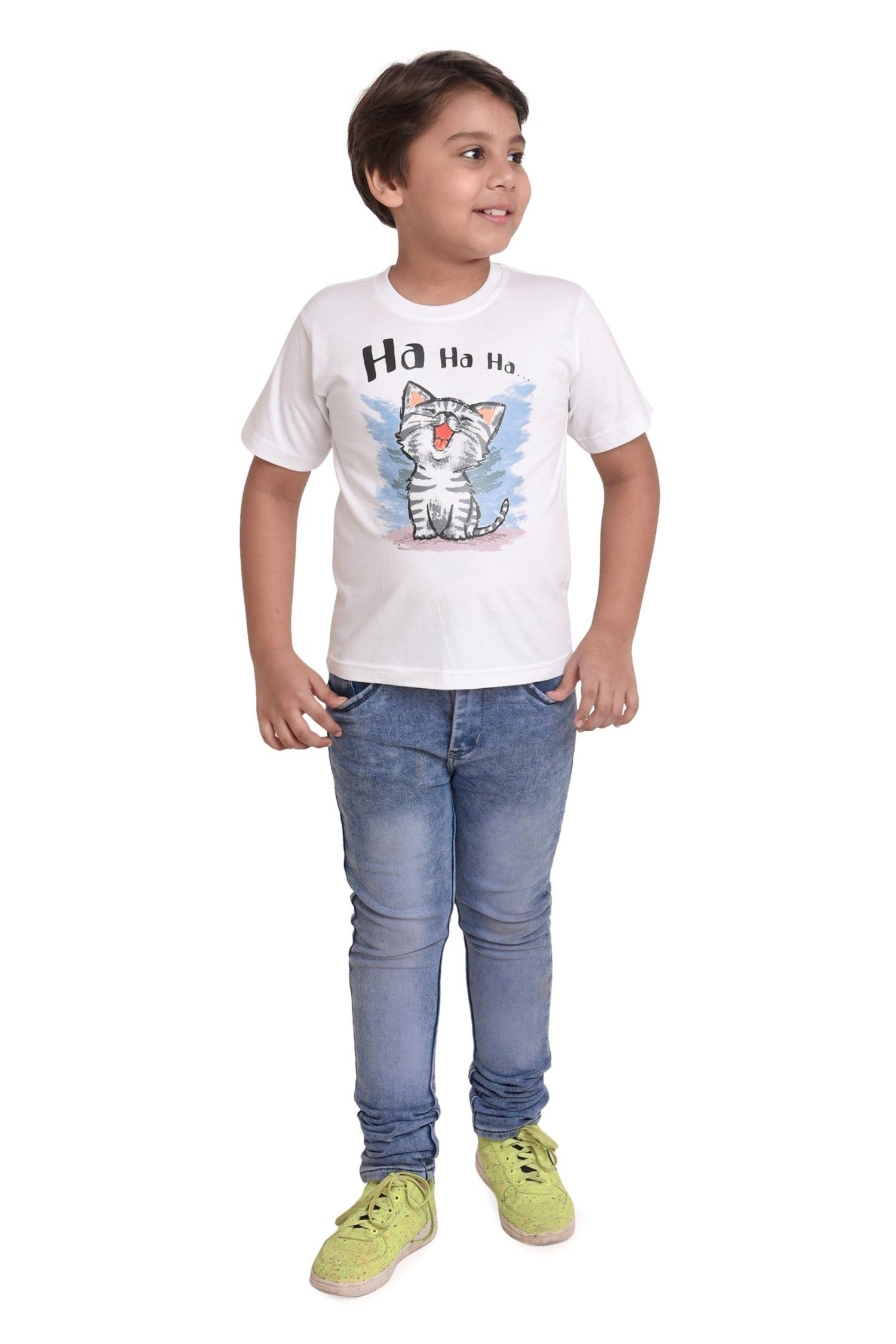 Round T shirt Kids White