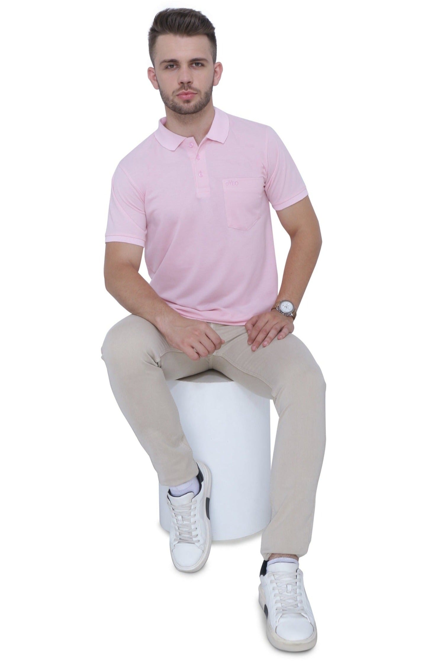 Men's cotton polo hot sale neck tops