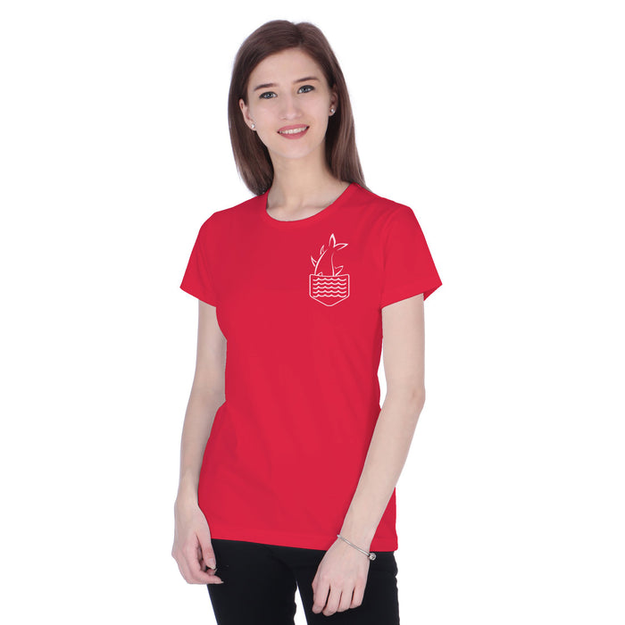 Women's Cotton Round Neck Plus T-shirt - FISH | SIZE FROM S-32" TO 3XL-42"