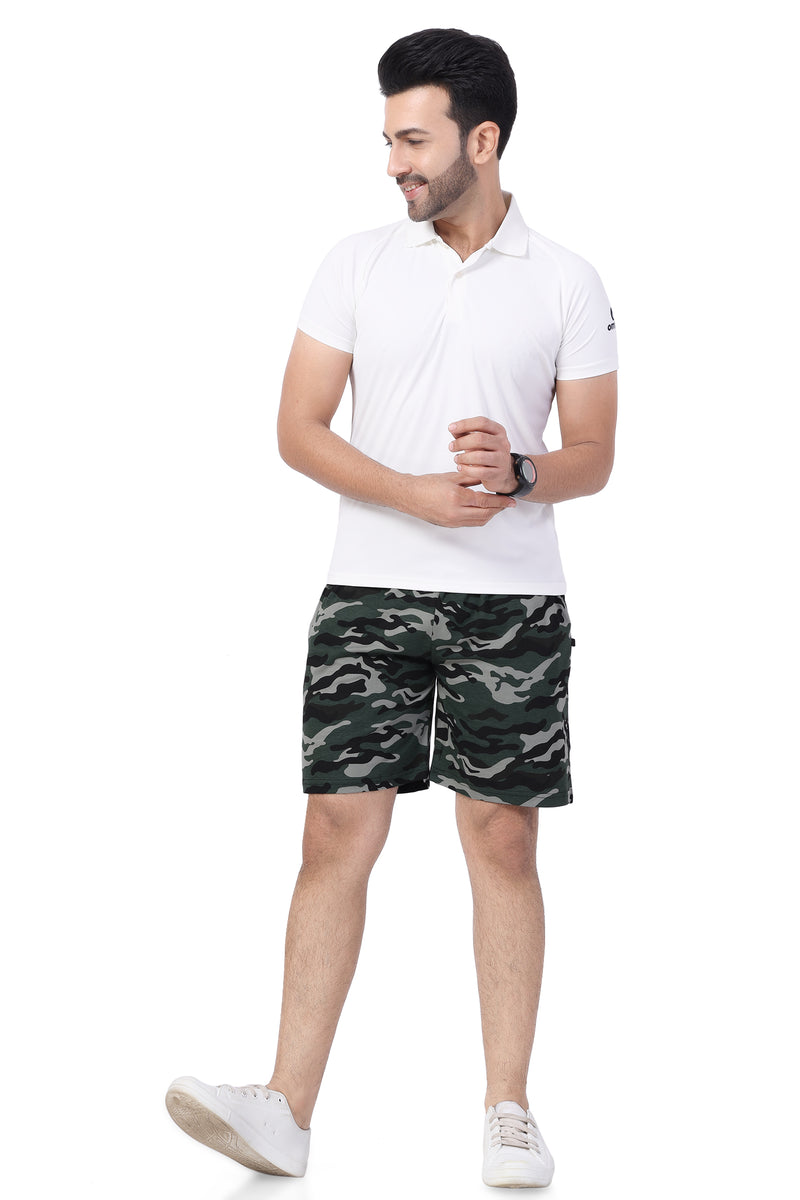 NEO GARMENTS Men’s Cotton Long Shorts | Camouflage Green | SIZES FROM M TO 7XL.