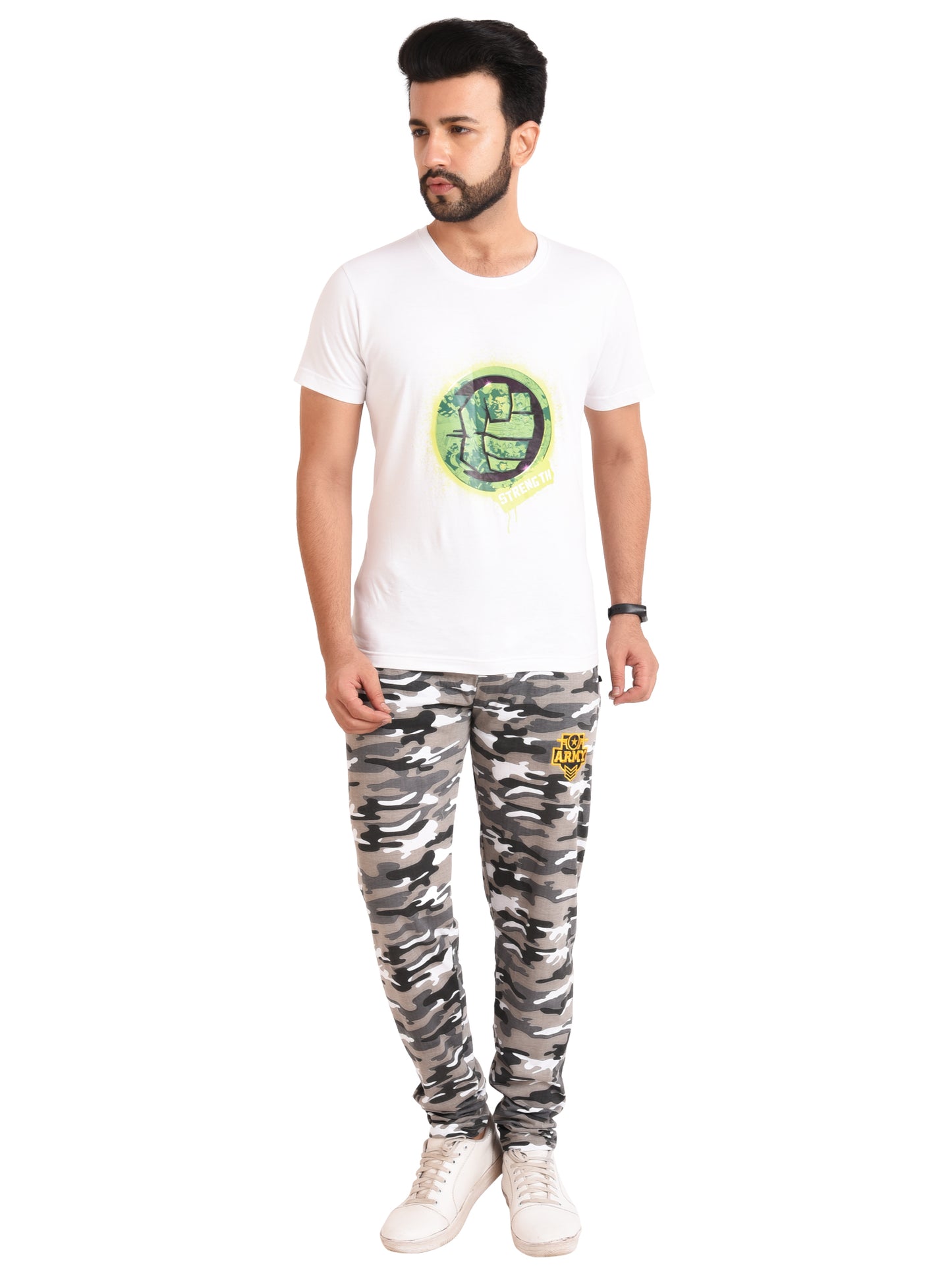 Neo Garments Men's Cotton Camouflage Track Pant. | GREY-WHITE | SIZES FROM M TO 5XL.