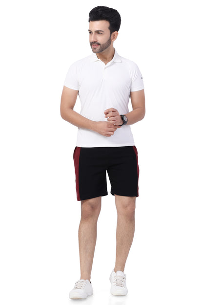 NEO GARMENTS Men’s Cotton Long Shorts | MAROON & BLACK  | SIZES FROM M TO 7XL.