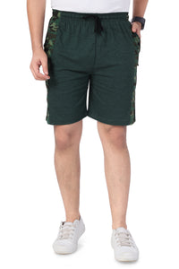 NEO GARMENTS Men’s Cotton Long Shorts | GREEN MILANGE | SIZES FROM M TO 7XL.