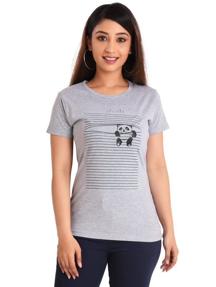 Women's Cotton Round Neck T-shirt - PANDA | SIZE FROM S-32" TO 8XL-52"