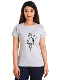 Women's Cotton Round Neck T-shirt - OM (GREY) | SIZE: S-32" TO 8XL-52"
