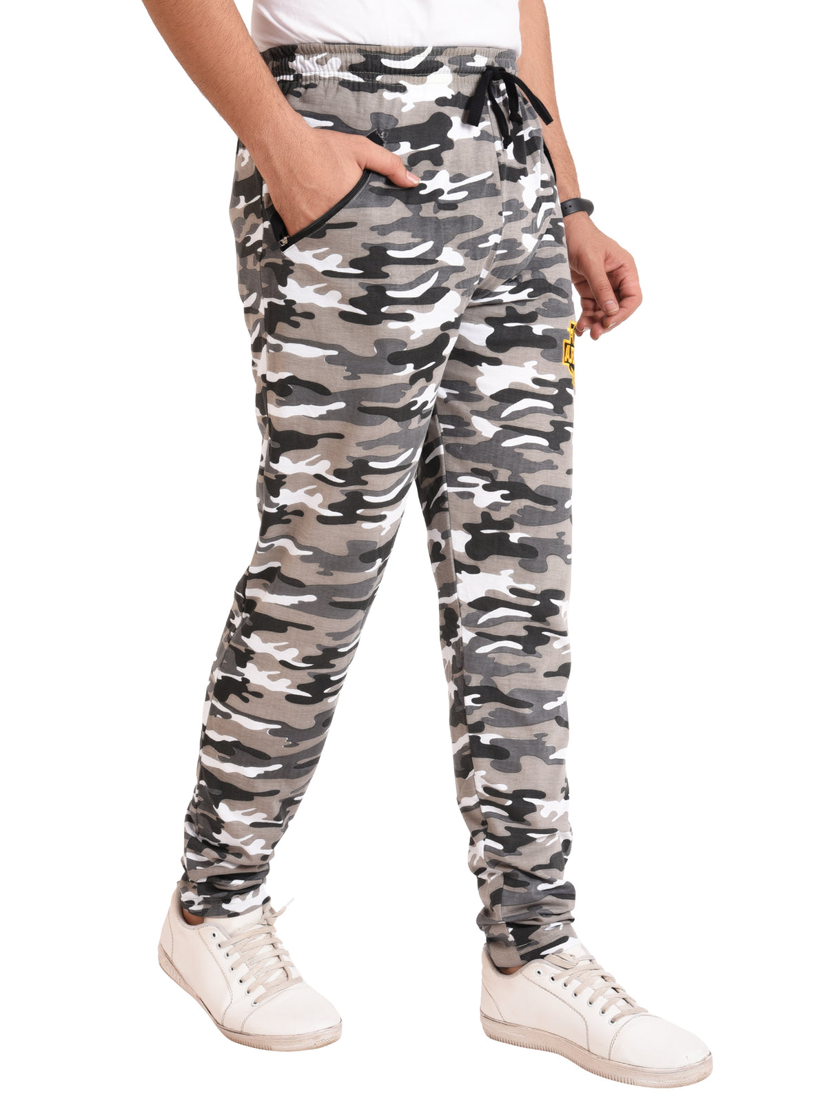 Men's Cotton Camouflage Track Pant. | GREY-WHITE | SIZES FROM M TO 5XL.