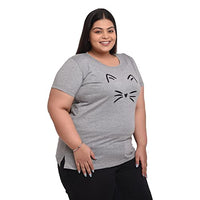 Women's Cotton Round Neck T-shirt - MEOW | SIZE FROM S-32" TO 8XL-52"