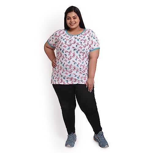 Women's Cotton Round Neck PLUS size T-shirt - BUTTERFLY. | SIZE FROM S - 32" TO 8XL - 52"