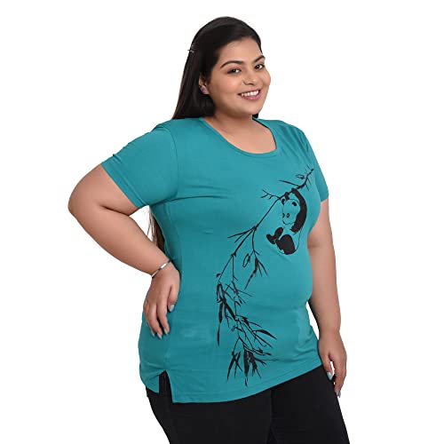 Women's Cotton Round Neck T-shirt - HANGING PANDA | SIZE FROM S-32" TO 3XL-42"