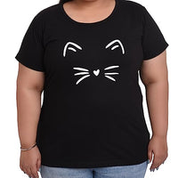 Women's Cotton Round Neck T-shirt - MEOW | SIZE FROM S-32" TO 8XL-52"