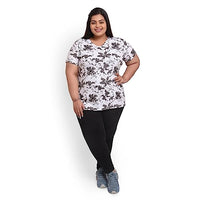 Women's Cotton Round Neck PLUS size All Over Print T-shirt | FLOWERS | SIZE FROM S-32" TO 8XL-52".