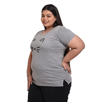 Women's Cotton Round Neck T-shirt - MEOW | SIZE FROM S-32" TO 8XL-52"