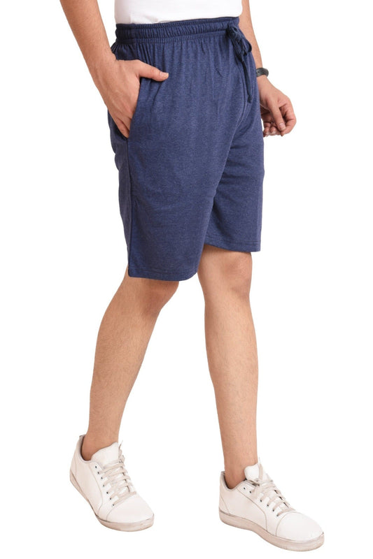 Men’s Cotton Long Shorts | DENIM BLUE , front view
