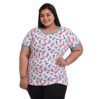 Women's Cotton Round Neck PLUS size T-shirt - BUTTERFLY. | SIZE FROM S - 32" TO 8XL - 52"