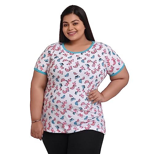 Women's Cotton Round Neck PLUS size T-shirt - BUTTERFLY. | SIZE FROM S - 32" TO 8XL - 52"