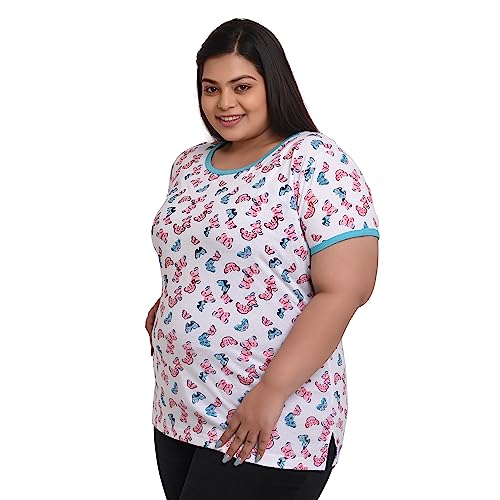 Women's Cotton Round Neck PLUS size T-shirt - BUTTERFLY. | SIZE FROM S - 32" TO 8XL - 52"