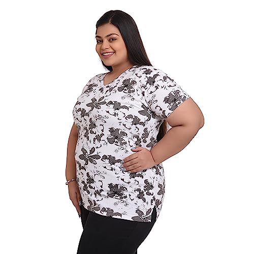 Women's Cotton Round Neck PLUS size All Over Print T-shirt | FLOWERS | SIZE FROM S-32" TO 8XL-52".