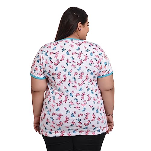 Women's Cotton Round Neck PLUS size T-shirt - BUTTERFLY. | SIZE FROM S - 32" TO 8XL - 52"