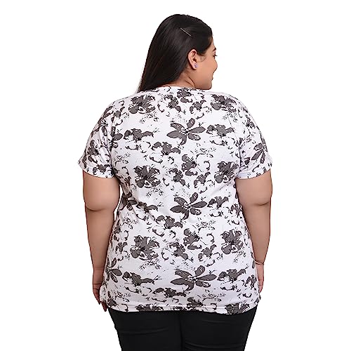 Women's Cotton Round Neck PLUS size All Over Print T-shirt | FLOWERS | SIZE FROM S-32" TO 8XL-52".