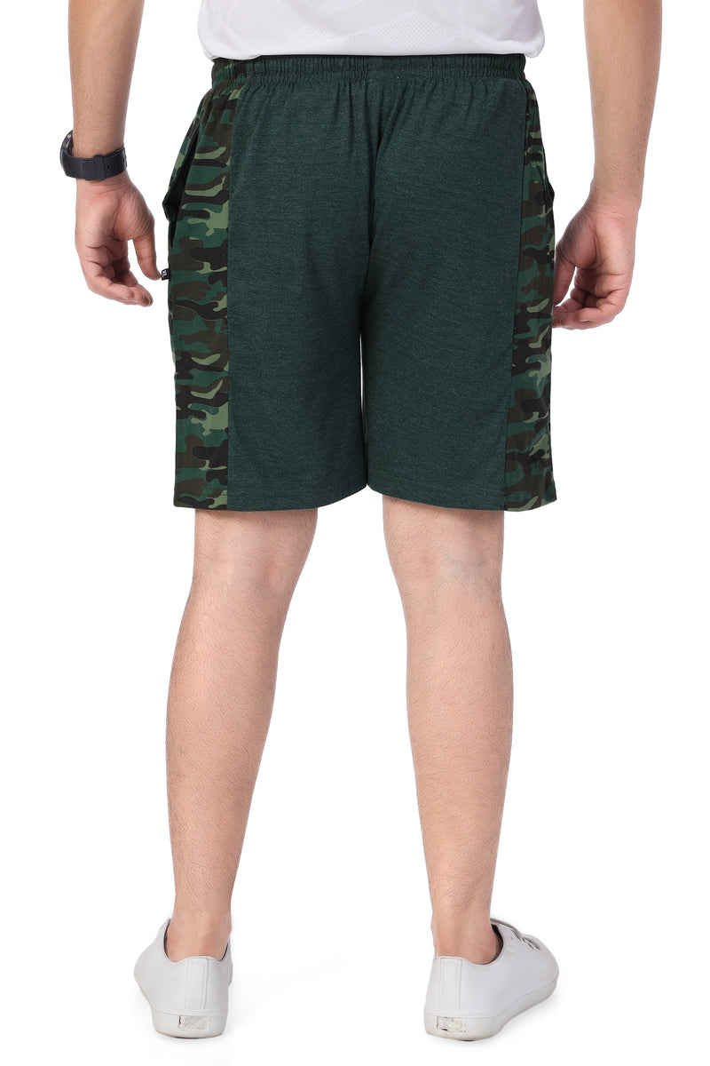 NEO GARMENTS Men’s Cotton Long Shorts | GREEN MILANGE | SIZES FROM M TO 7XL.