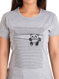 Women's Cotton Round Neck T-shirt - PANDA | SIZE FROM S-32" TO 8XL-52"