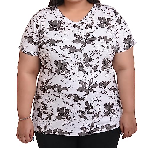 Women's Cotton Round Neck PLUS size All Over Print T-shirt | FLOWERS | SIZE FROM S-32" TO 8XL-52".