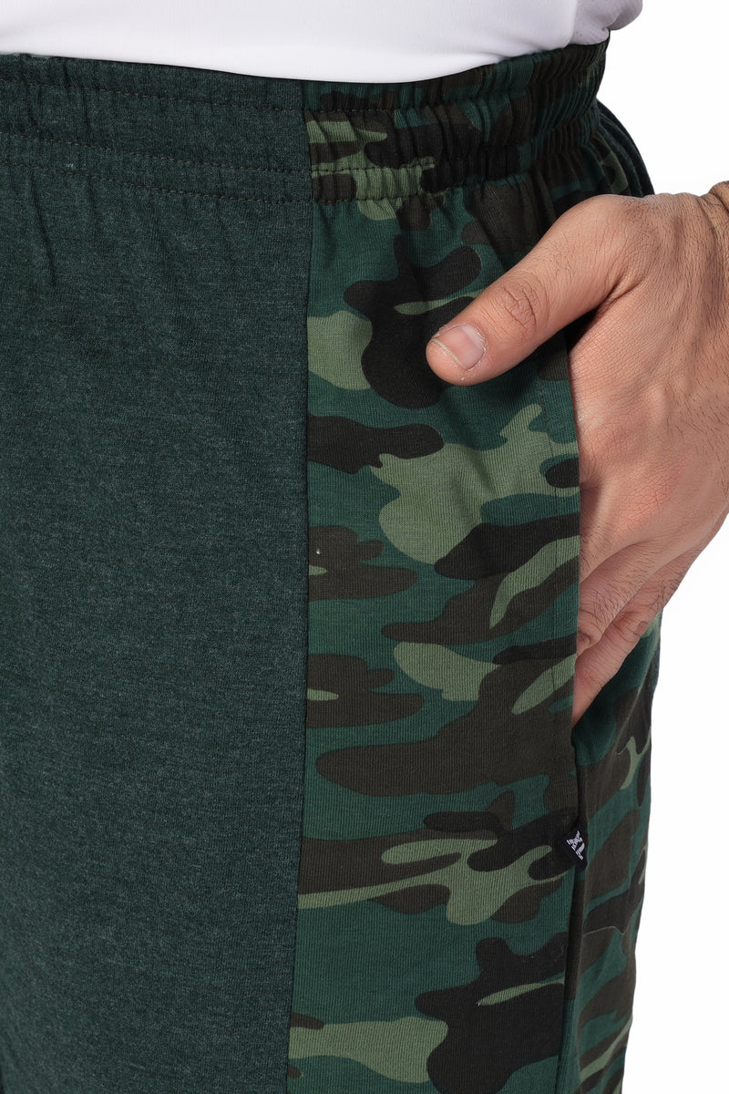 NEO GARMENTS Men’s Cotton Long Shorts | GREEN MILANGE | SIZES FROM M TO 7XL.