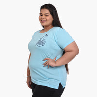 Women's Cotton Round Neck Plus T-shirt - FISH | SIZE FROM S-32" TO 8XL-52"