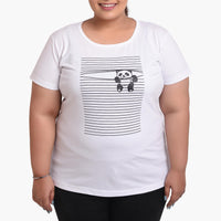 Women's Cotton Round Neck T-shirt - PANDA | SIZE FROM S-32" TO 8XL-52"