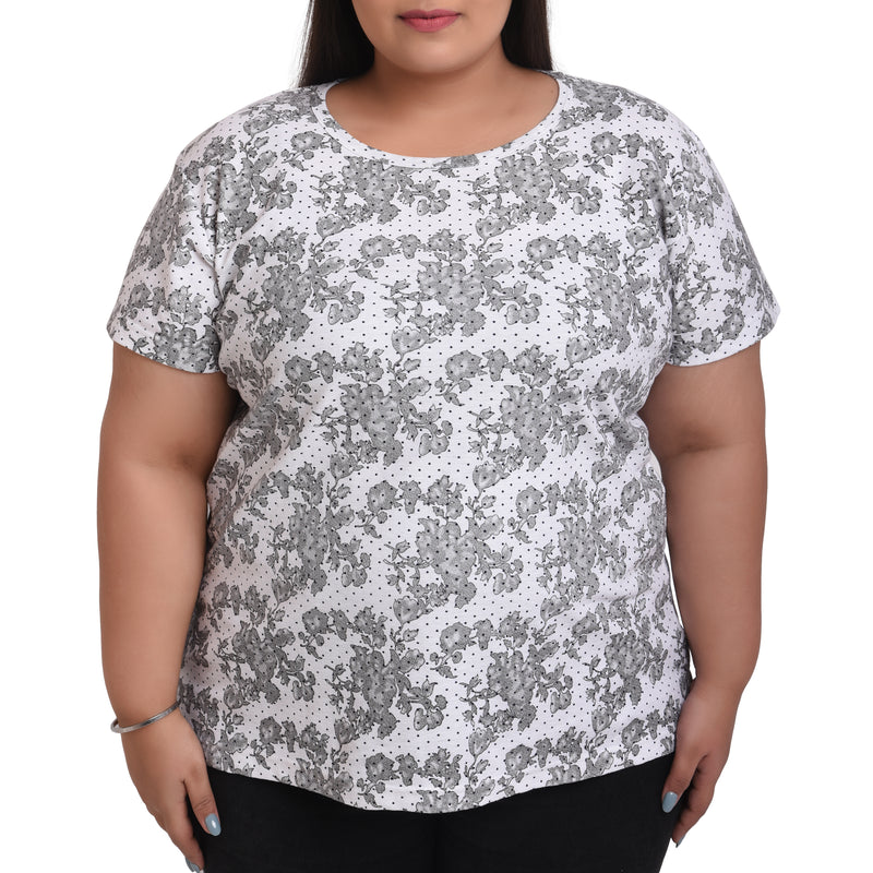 Women Cotton Round Neck T-Shirt - All Over Print | SIZE FROM 3XL-42" - 8XL-52"