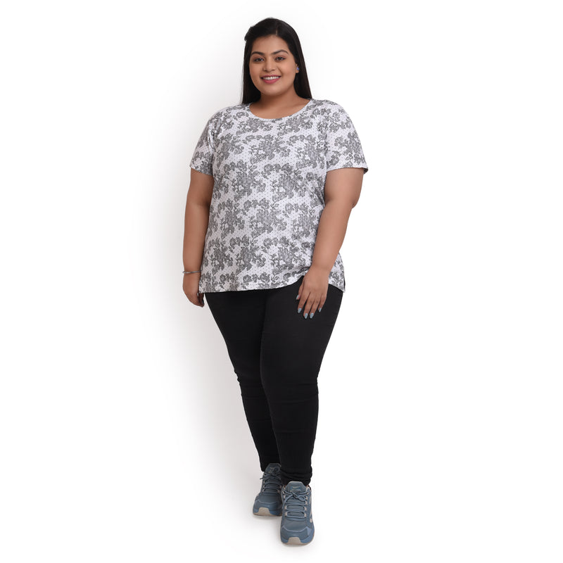 Women Cotton Round Neck T-Shirt - All Over Print | SIZE FROM 3XL-42" - 8XL-52"