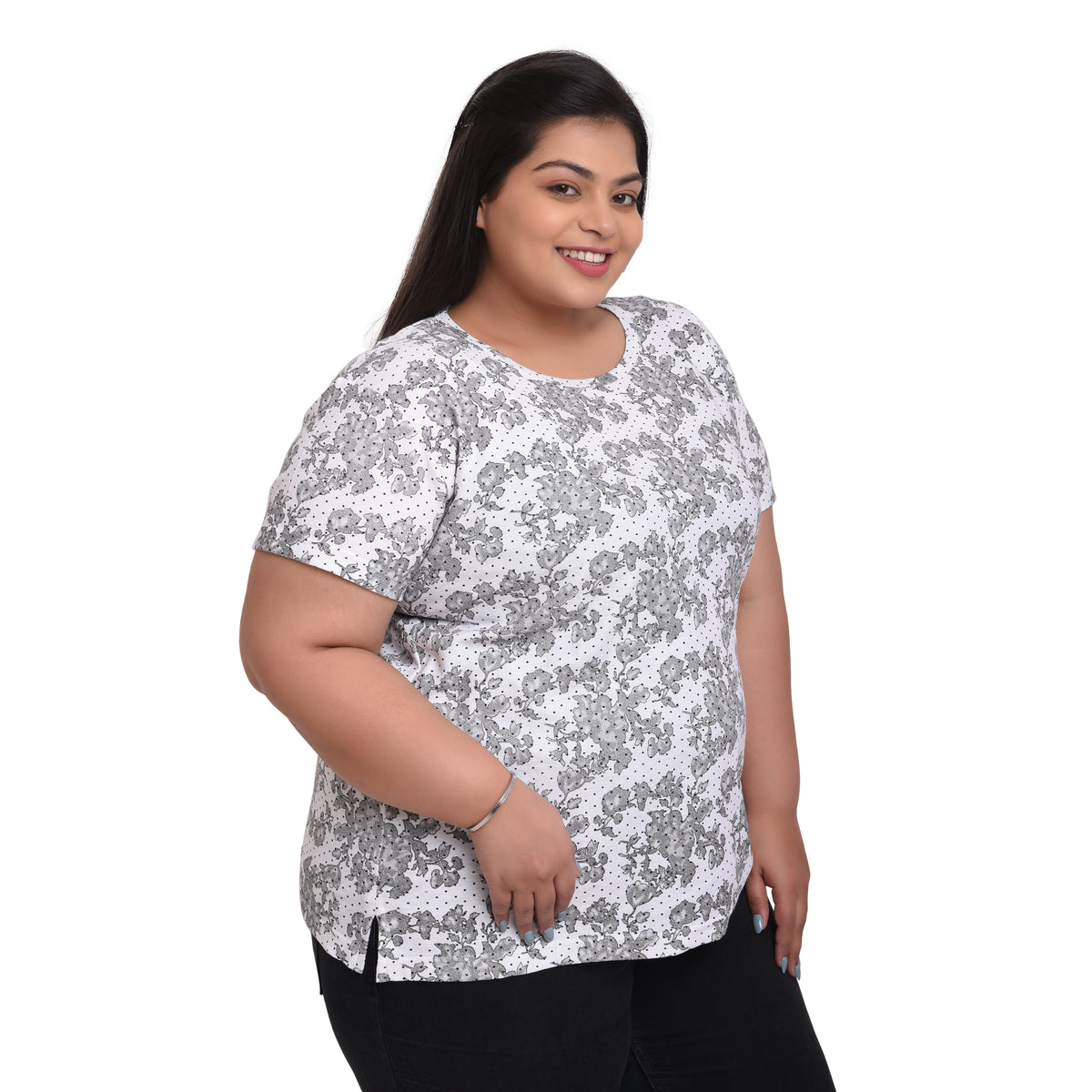 Women Cotton Round Neck T-Shirt - All Over Print | SIZE FROM 3XL-42" - 8XL-52"