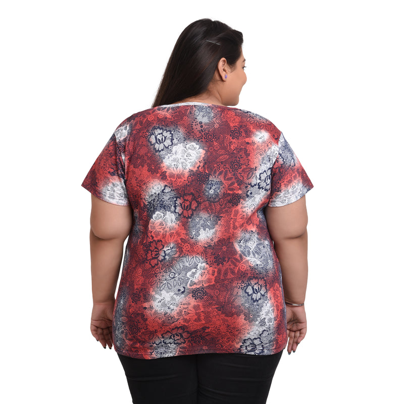 Women Cotton Round Neck T-Shirt - All Over Print | SIZE FROM 3XL-42" - 8XL-52"