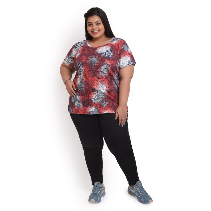 Women Cotton Round Neck T-Shirt - All Over Print | SIZE FROM 3XL-42" - 8XL-52"