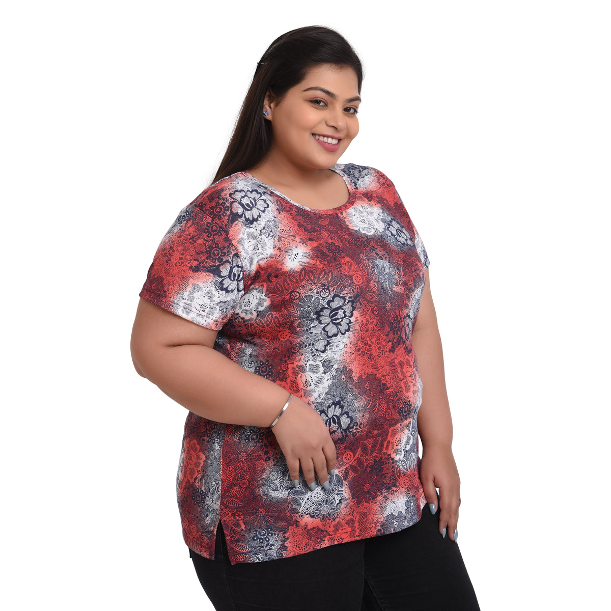 Women Cotton Round Neck T-Shirt - All Over Print | SIZE FROM 3XL-42" - 8XL-52"