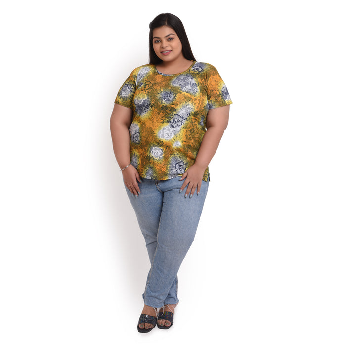 Women Cotton Round Neck T-Shirt - All Over Print | SIZE FROM 3XL-42" - 8XL-52"