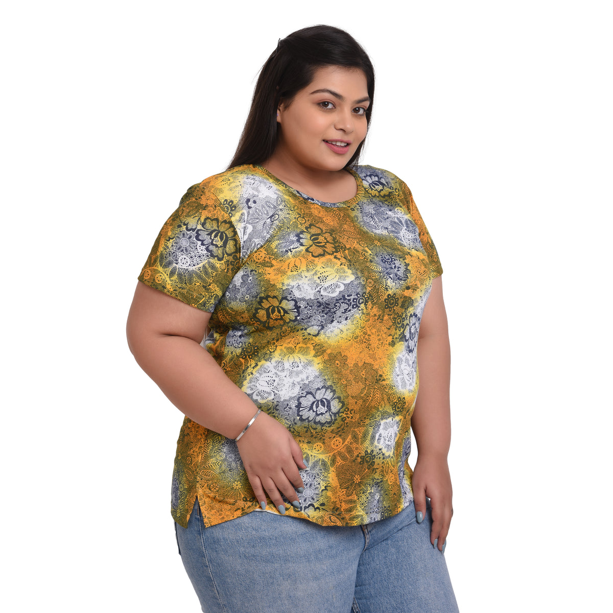 Women Cotton Round Neck T-Shirt - All Over Print | SIZE FROM 3XL-42" - 8XL-52"