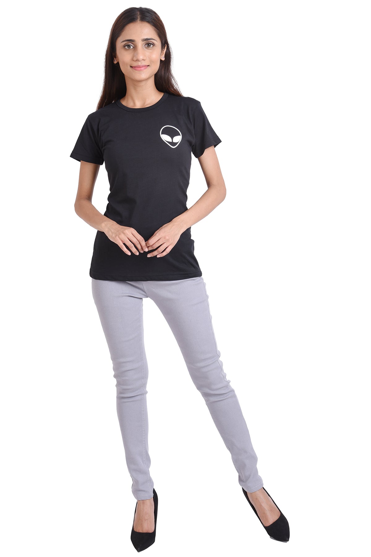 NEO GARMENTS Women's Cotton Round Neck T-shirt - ALIEN | SIZE FROM S-32" TO 3XL-42"