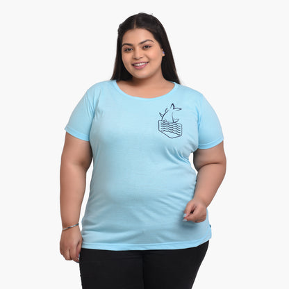 NEO GARMENTS Women's Cotton Round Neck Plus T-shirt - FISH | SIZE FROM S-32" TO 8XL-52"