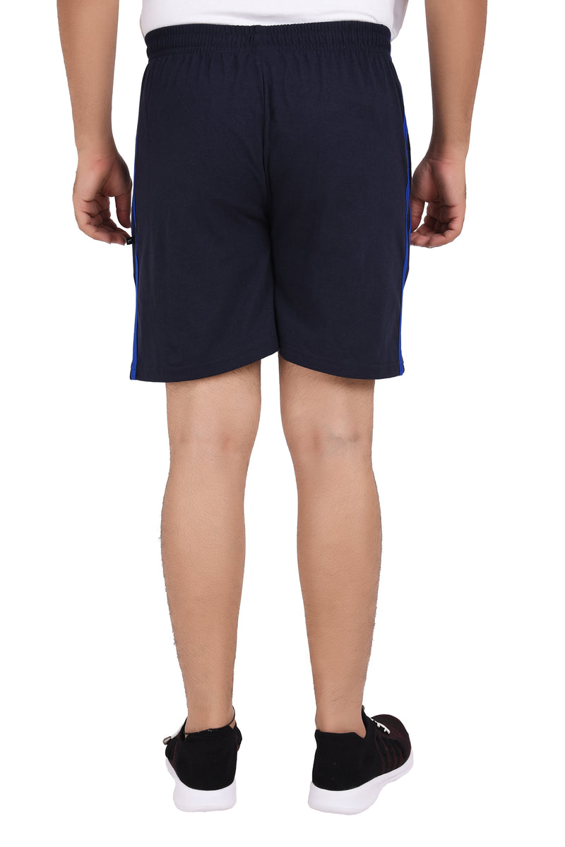 NEO GARMENTS Men’s Cotton Stripped Chain Pockets Long Shorts. | NAVY BLUE | SIZES FROM M TO 7XL.