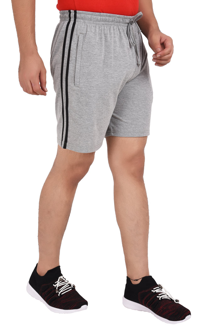 NEO GARMENTS Men’s Cotton Stripped Chain Pockets Long Shorts. | GREY | SIZES FROM M TO 7XL.