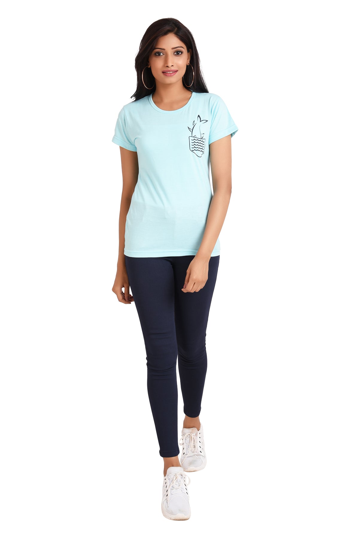 Women's Cotton Round Neck Plus T-shirt - FISH | SIZE FROM S-32" TO 8XL-52"