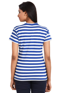 NEO GARMENTS Women's Polyester Slim Fit V Neck Stripe T-shirt. | SIZES - S - 32" TO 3XL - 42" (Copy)