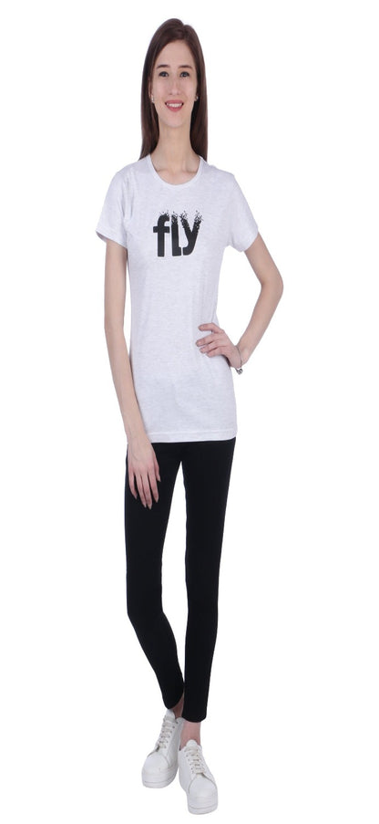 Women's Cotton Round Neck T-shirt - FLY  , front view