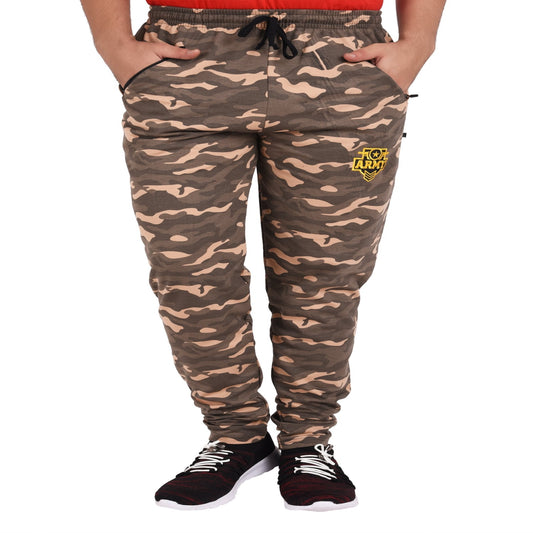 Men's Cotton Camouflage Track Pant | GREEN-YELLOW , front view