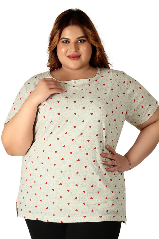 NEO GARMENTS Women's Cotton Round Neck PLUS size WHITE T-shirt -. | SIZE FROM 3XL-42" - 8XL-52"