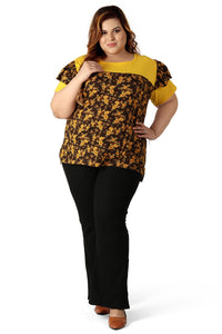 Women's Cotton Round Neck PLUS size All Over Print T-shirt | FLOWERS | SIZE FROM 3XL-42" TO 8XL-52".