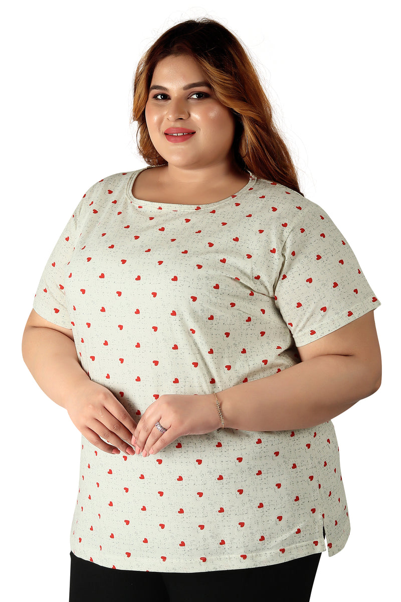 Women's Cotton Round Neck PLUS size WHITE T-shirt -. | SIZE FROM 3XL-42" - 8XL-52"