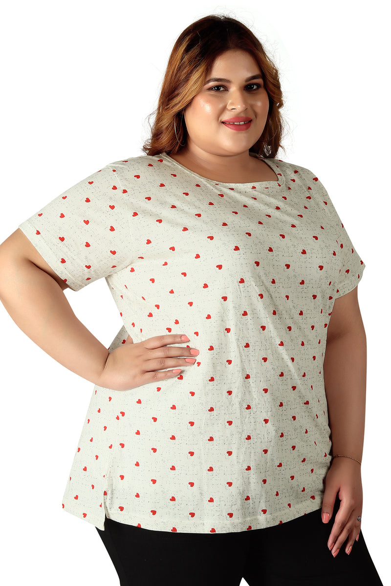 Women's Cotton Round Neck PLUS size WHITE T-shirt -. | SIZE FROM 3XL-42" - 8XL-52"