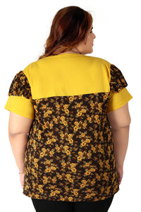 Women's Cotton Round Neck PLUS size All Over Print T-shirt | FLOWERS | SIZE FROM 3XL-42" TO 8XL-52".